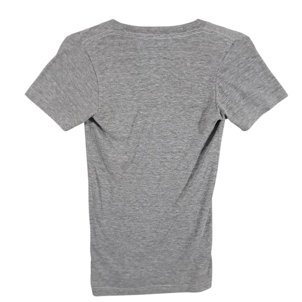 Obey Tee Womens Graphic V Neck Plunge T Shirt‎ XS Gray USA Y2K Grunge Fitted - Picture 3 of 10